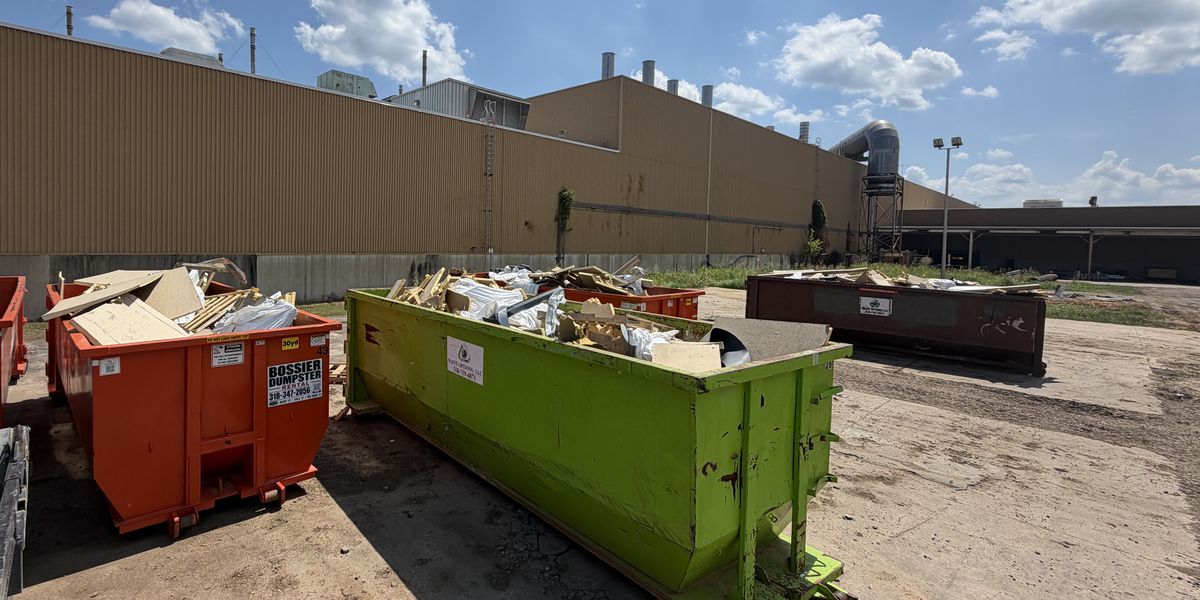 Roll-off containers placed at an industrial plant