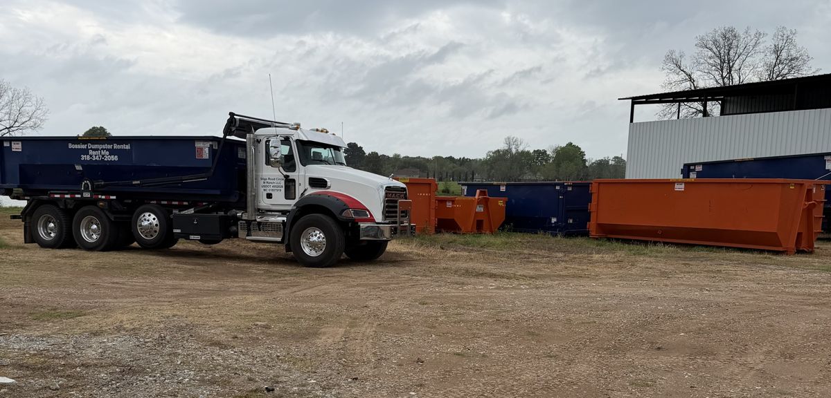 Bossier Dumpster Rental fleet of roll-off containers at the Sligo Road yard